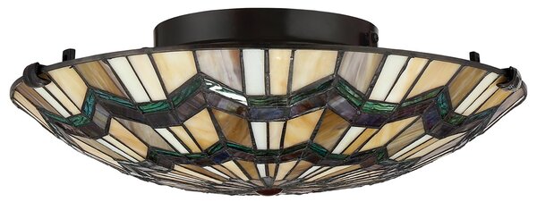 Plafoniera Tiffany Alcott Acciaio Bronzo Valiant 2 Luci E27