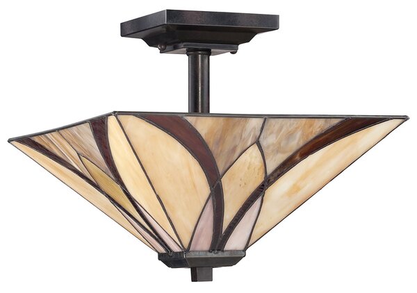 Lampada a Soffitto Tiffany Asheville Metallo Bronzo Valiant 2 Luci E27