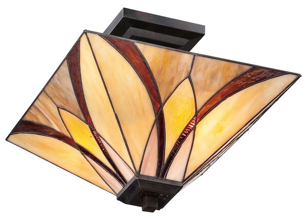 Lampada a Soffitto Tiffany Asheville Metallo Bronzo Valiant 2 Luci E27