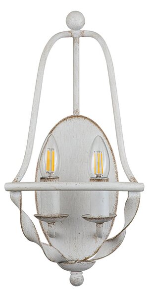 Applique Industrial Nordico Bradbury Acciaio Bianco Antico 2 Luci E14