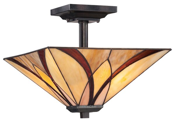 Lampada a Soffitto Tiffany Asheville Metallo Bronzo Valiant 2 Luci E27
