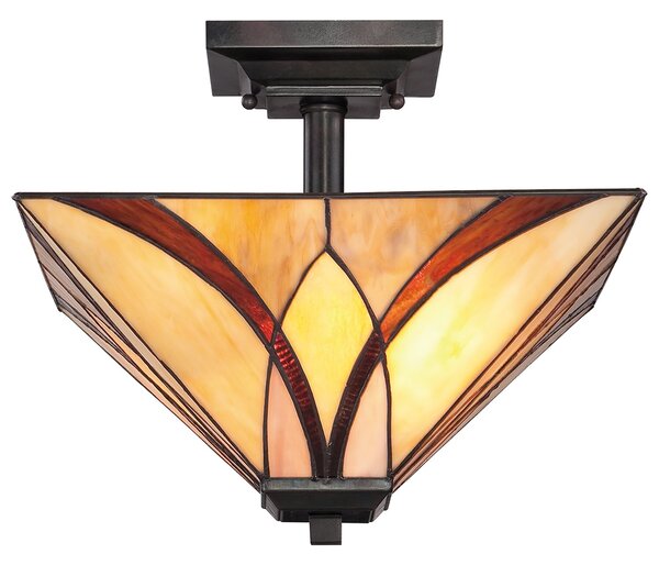 Lampada a Soffitto Tiffany Asheville Metallo Bronzo Valiant 2 Luci E27