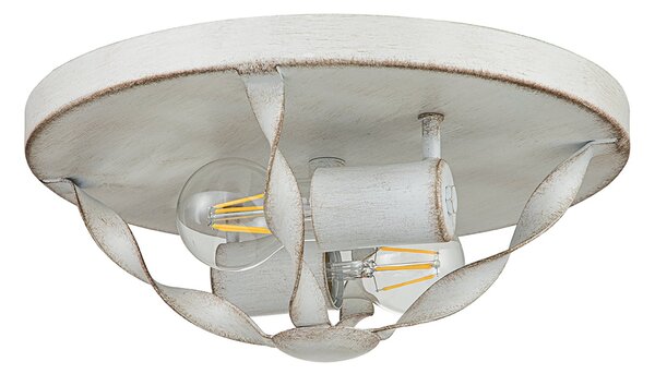 Plafoniera Industrial Nordica Bradbury Acciaio Bianco Antico 2 Luci E14
