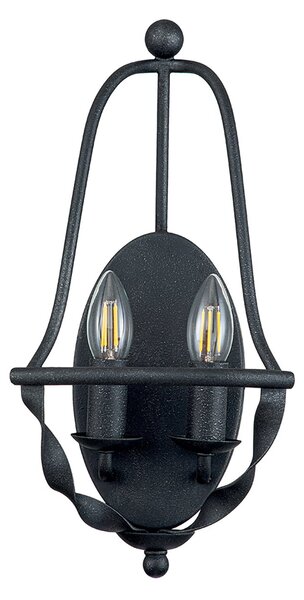 Applique Industrial Nordico Bradbury Acciaio Grigio Cenere 2 Luci E14