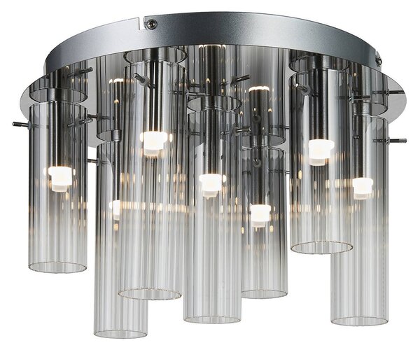 Lucande Plafoniera LED Korvitha, 7 luci, grigio, vetro