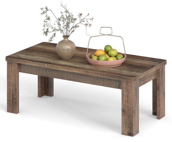COSTWAY, tavolino da divano, 120x60 cm, rettangolare, per soggiorno, con gambe di supporto, capacità di carico fino a 110 kg, tavolino in stile rustico con venature del legno