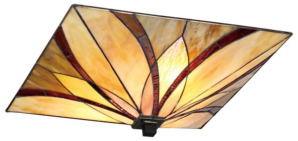 Plafoniera Tiffany Asheville Metallo Bronzo Valiant 2 Luci E27