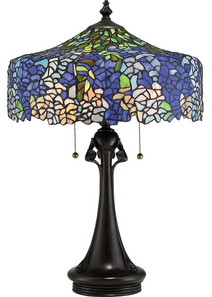 Lampada Da Scrivania Tiffany Coba Light Acciaio Bronzo Vintage 3 Luci E27