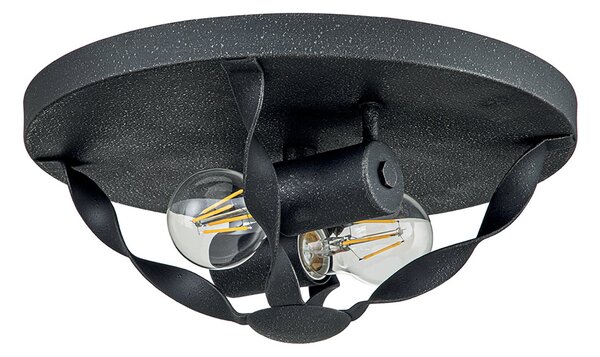Plafoniera Industrial Nordica Bradbury Acciaio Grigio Cenere 2 Luci E14