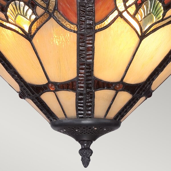 Lampadario Tiffany Cambridge Acciaio Bronzo Vintage 2 Luci E27