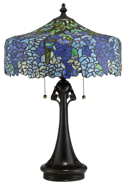 Lampada Da Scrivania Tiffany Coba Light Acciaio Bronzo Vintage 3 Luci E27