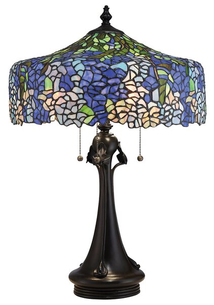Lampada Da Scrivania Tiffany Coba Light Acciaio Bronzo Vintage 3 Luci E27