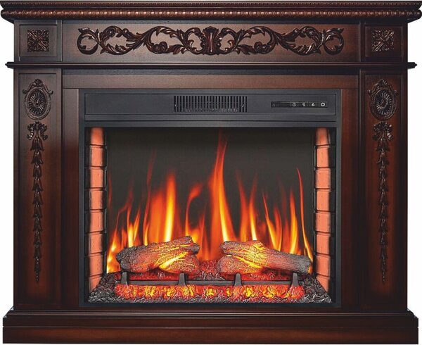 Casa Padrino Caminetto elettrico a LED barocco marrone scuro 113 x 31 x h. 92,2 cm - Mobili barocchi