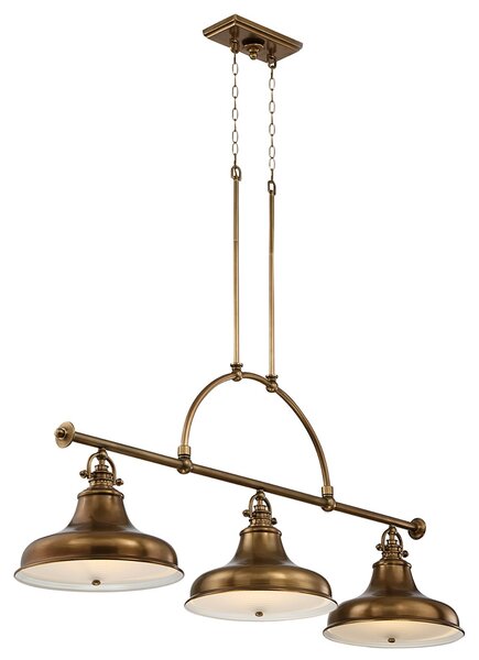 Lampadario Industrial Nordico Emery Metallo Ottone Anticato 3 Luci E27