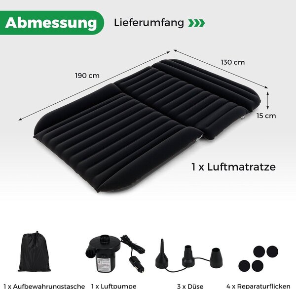 Materasso ad aria SUV 190x130 cm, letto gonfiabile con pompa