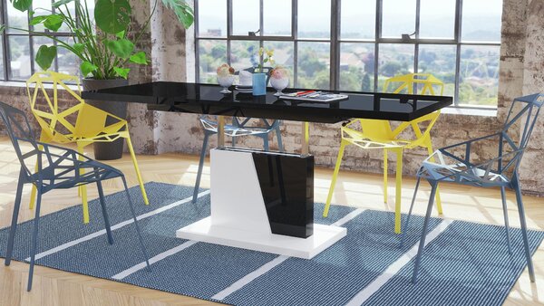 Tavolino di design Grand Noir allungabile e regolabile in altezza, da 120 a 180 cm, tavolo da pranzo