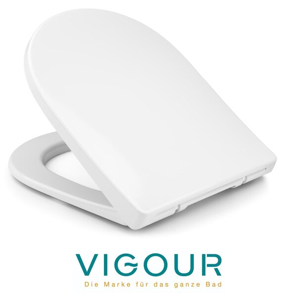 Sedile WC VIGOUR DERBY V3 rimovibile con sistema di abbassamento automatico e cerniere in acciaio inossidabile, bianco