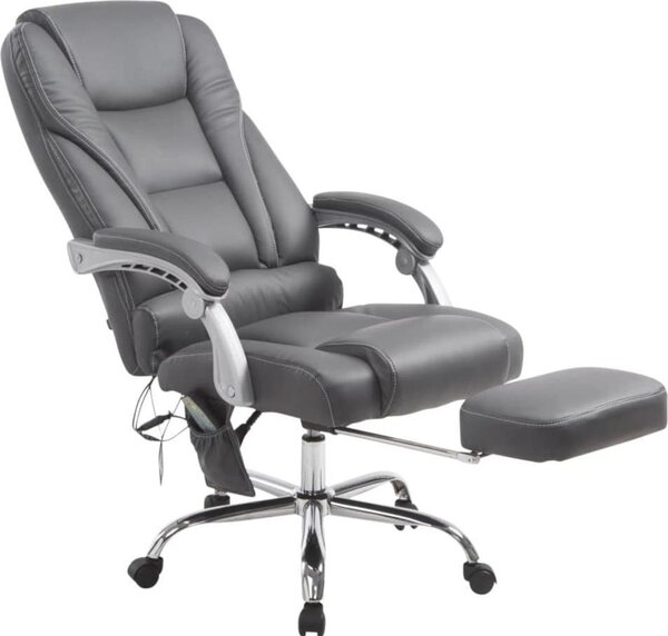 Sedia da ufficio con massaggio - Sedia ergonomica, relax, costruzione in pelle di alta qualità | Colore: Grigio