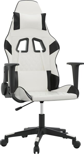 Sedia da Gaming Bianco e Nero in Pelle finta