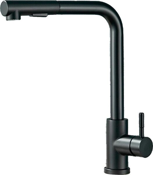 Rubinetto da cucina, bocca estraibile, girevole a 360 gradi, nero opaco-304