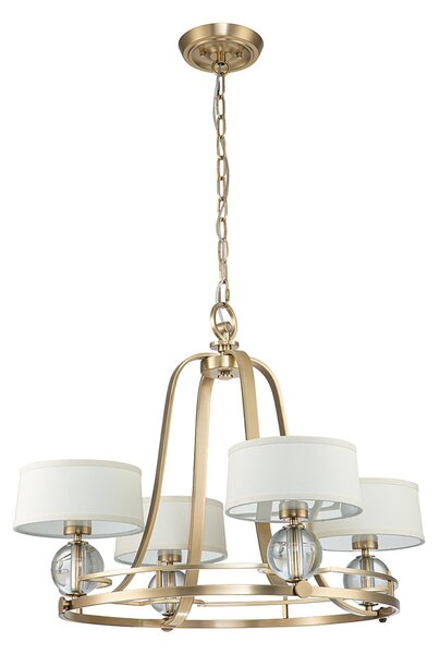 Lampadario Contemporaneo Gotham Metallo Ottone Spazzolato 4 Luci G9 Led 3.5W