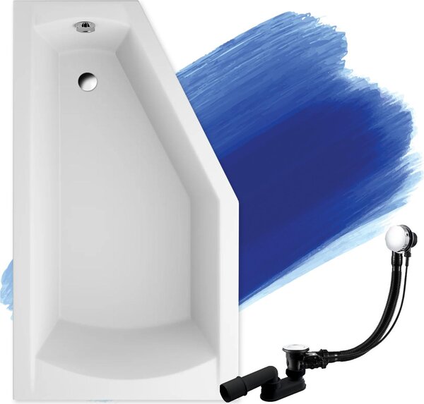 BADLAND vasca angolare Selena SINISTRA 160x90 con set di scarico e piedini GRATIS senza rivestimento