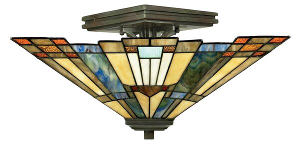 Lampada a Soffitto Tiffany Inglenook Metallo Bronzo Valiant 2 Luci E27