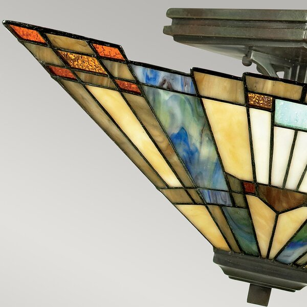 Lampada a Soffitto Tiffany Inglenook Metallo Bronzo Valiant 2 Luci E27
