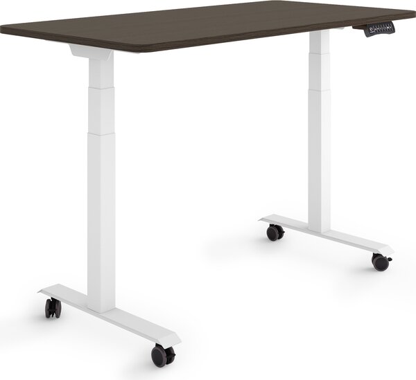 ESMART Germany EZX-132WE 120x60cm Decorazione ebano Scrivania ergonomica regolabile in altezza su rotelle Regolabile elettricamente in continuo da 65,5 a 130,5 cm 3 memorie di attività Montaggio rapido