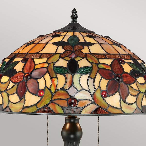 Lampada Da Scrivania Tiffany Kami Metallo Bronzo Vintage 2 Luci E27