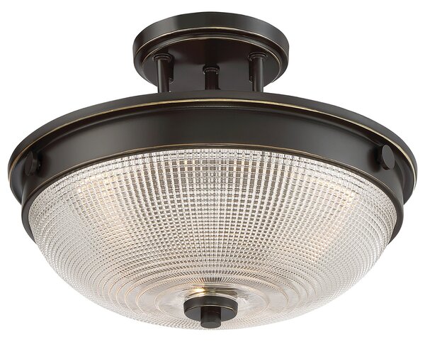 Lampada A Soffitto Contemporanea Mantle Vetro Bronzo Palladiano 2 Luci E27