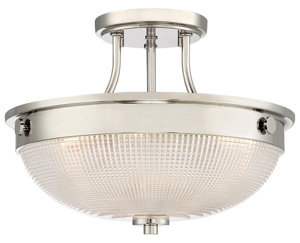 Lampada A Soffitto Contemporanea Mantle Vetro Nichel Lucido 2 Luci E27