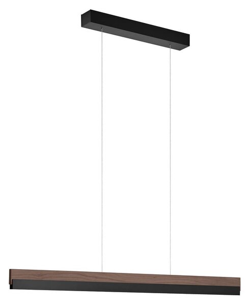 Quitani Lampada a sospensione LED Keijo, nero/noce, 103 cm
