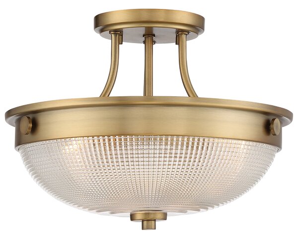Lampada A Soffitto Contemporanea Mantle Vetro Ottone Anticato 2 Luci E27