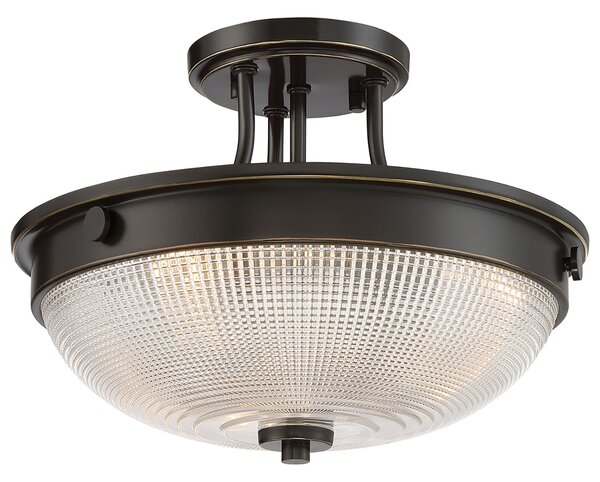 Lampada A Soffitto Contemporanea Mantle Vetro Bronzo Palladiano 2 Luci E27