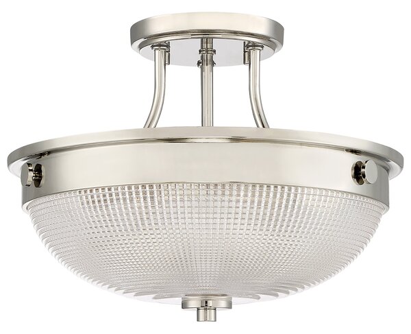 Lampada A Soffitto Contemporanea Mantle Vetro Nichel Lucido 2 Luci E27