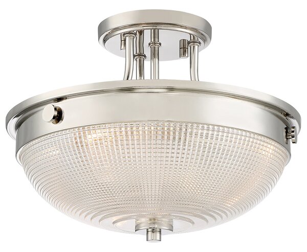Lampada A Soffitto Contemporanea Mantle Vetro Nichel Lucido 2 Luci E27