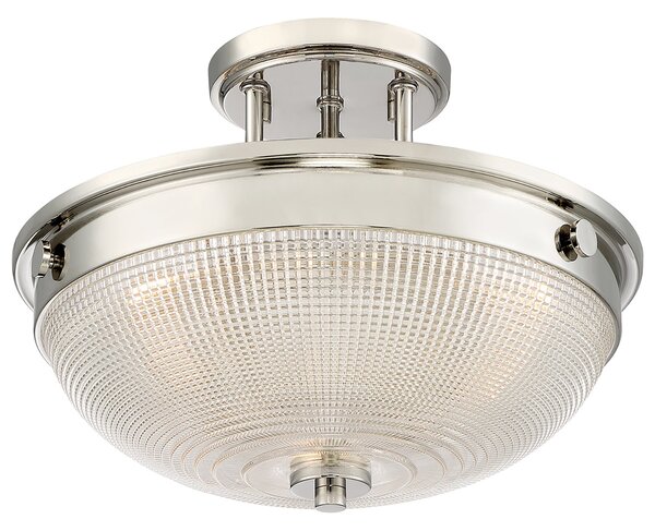 Lampada A Soffitto Contemporanea Mantle Vetro Nichel Lucido 2 Luci E27