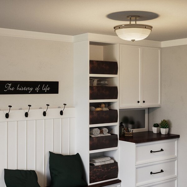 Lampada A Soffitto Contemporanea Mantle Vetro Nichel Lucido 2 Luci E27