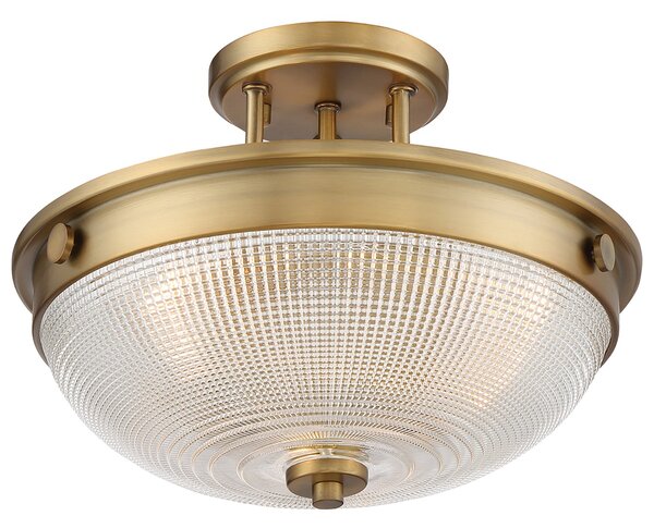 Lampada A Soffitto Contemporanea Mantle Vetro Ottone Anticato 2 Luci E27