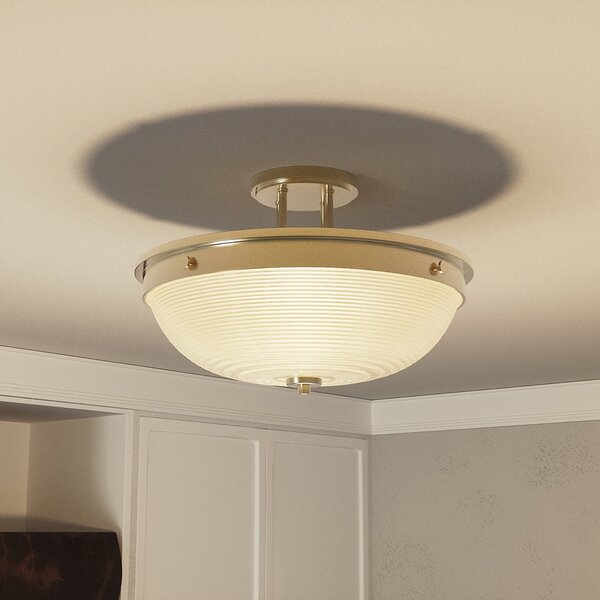 Lampada A Soffitto Contemporanea Mantle Vetro Ottone Anticato 2 Luci E27