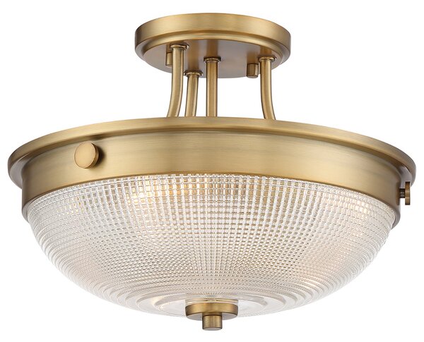 Lampada A Soffitto Contemporanea Mantle Vetro Ottone Anticato 2 Luci E27