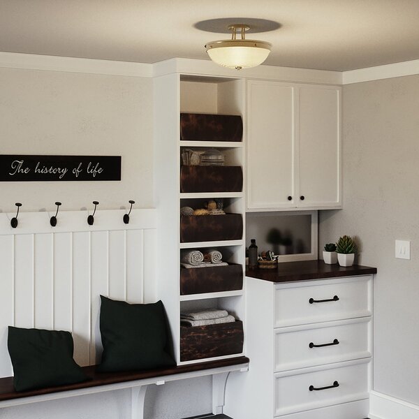 Lampada A Soffitto Contemporanea Mantle Vetro Ottone Anticato 2 Luci E27