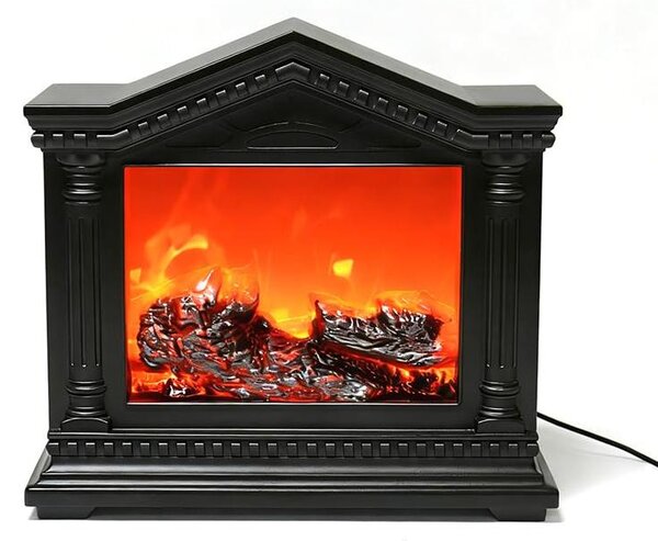 Camino elettrico da tavolo dall'atmosfera suggestiva - Effetto fiamma LED - 33x11x21 cm - Nero