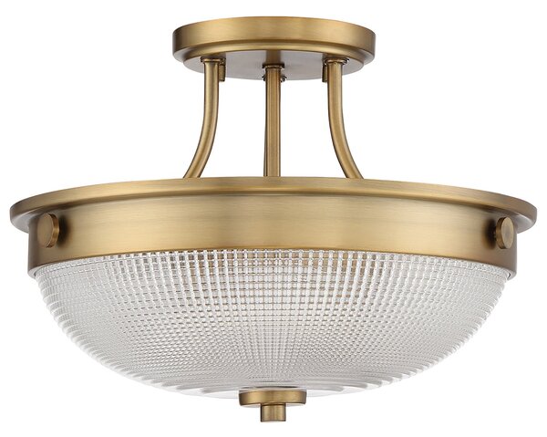 Lampada A Soffitto Contemporanea Mantle Vetro Ottone Anticato 2 Luci E27