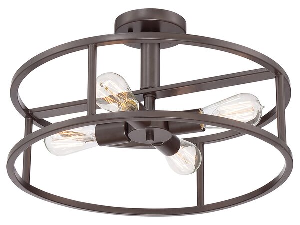 Lampada a Soffitto Industrial Nordico New Harbor Acciaio Bronzo Western 4 Luci E27