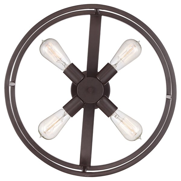 Lampada a Soffitto Industrial Nordico New Harbor Acciaio Bronzo Western 4 Luci E27