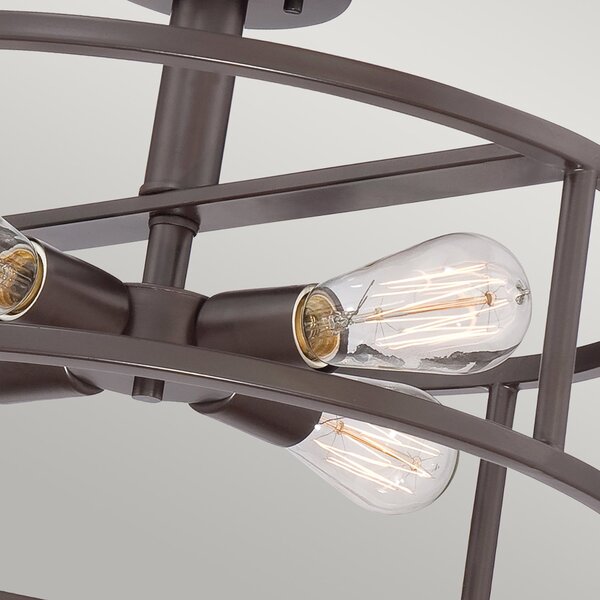 Lampada a Soffitto Industrial Nordico New Harbor Acciaio Bronzo Western 4 Luci E27