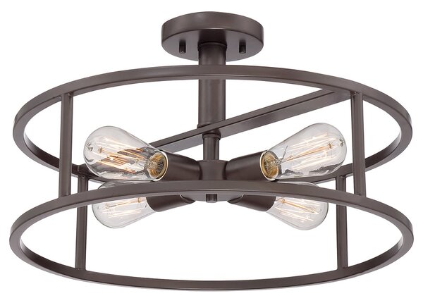 Lampada a Soffitto Industrial Nordico New Harbor Acciaio Bronzo Western 4 Luci E27
