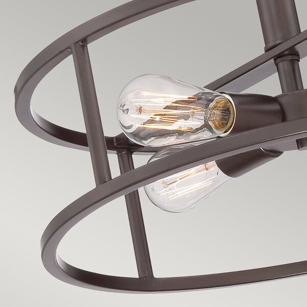 Lampada a Soffitto Industrial Nordico New Harbor Acciaio Bronzo Western 4 Luci E27